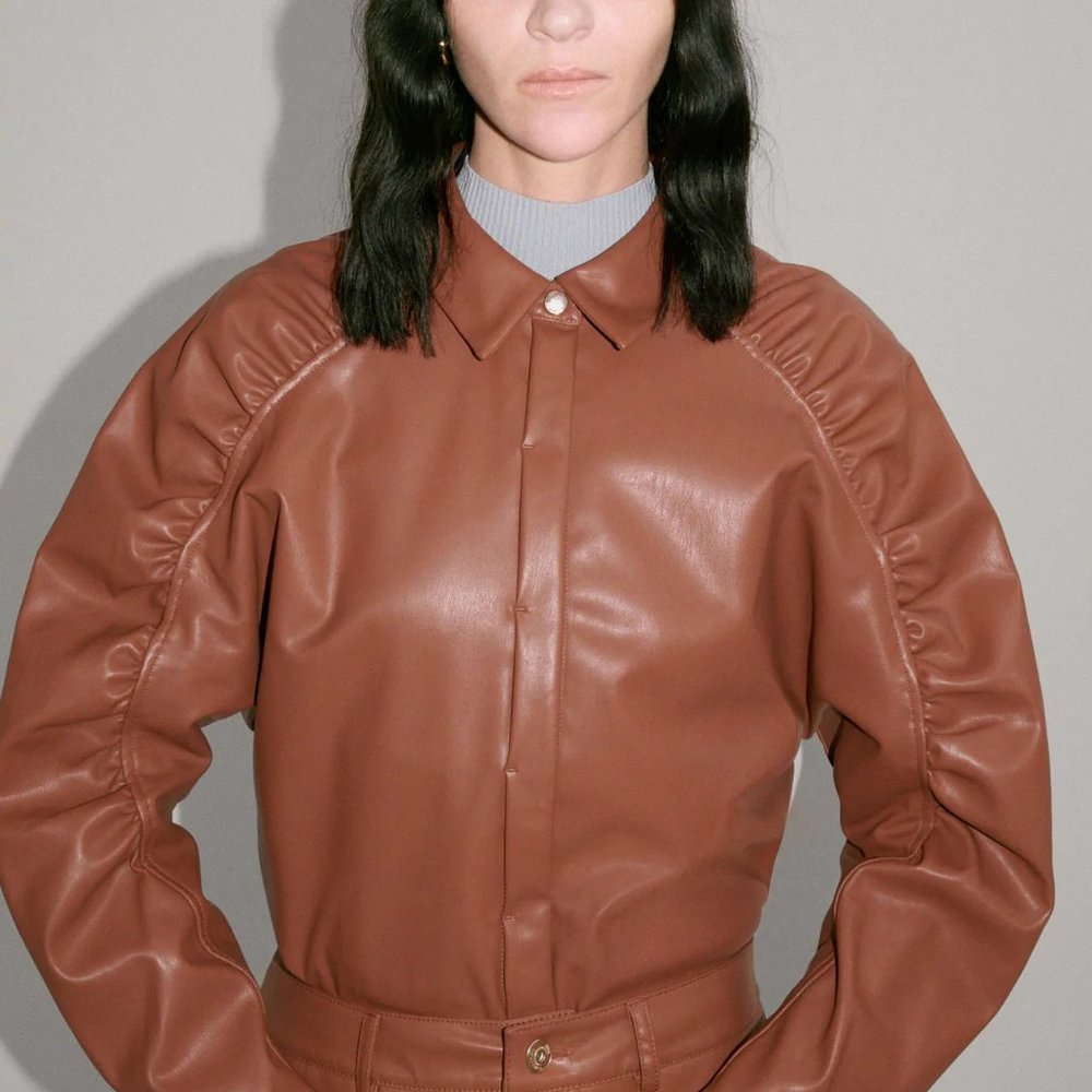 NWT ZARA FAUX LEATHER SHIRT M